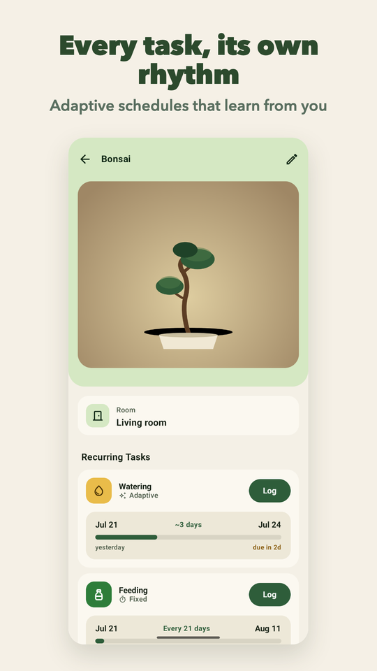 Per-task schedules, each with its own rhythm